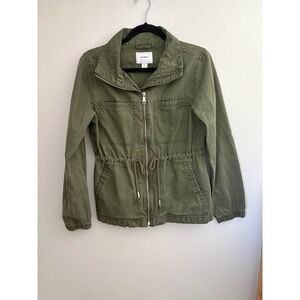 Old‎ Navy Women's M Utility Field Jacket Green Drawstring Waist Pockets Tactical